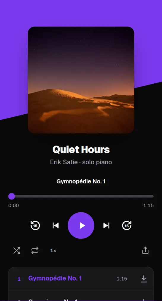 The mp3 page that opens