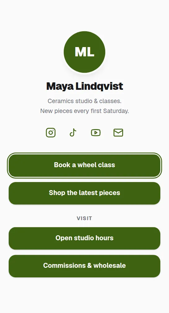 A link-in-bio page